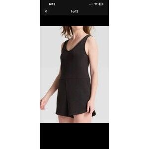 A New Day Sandwash Mini Romper Womens XL Black Shorts Pockets Coastal Vacation